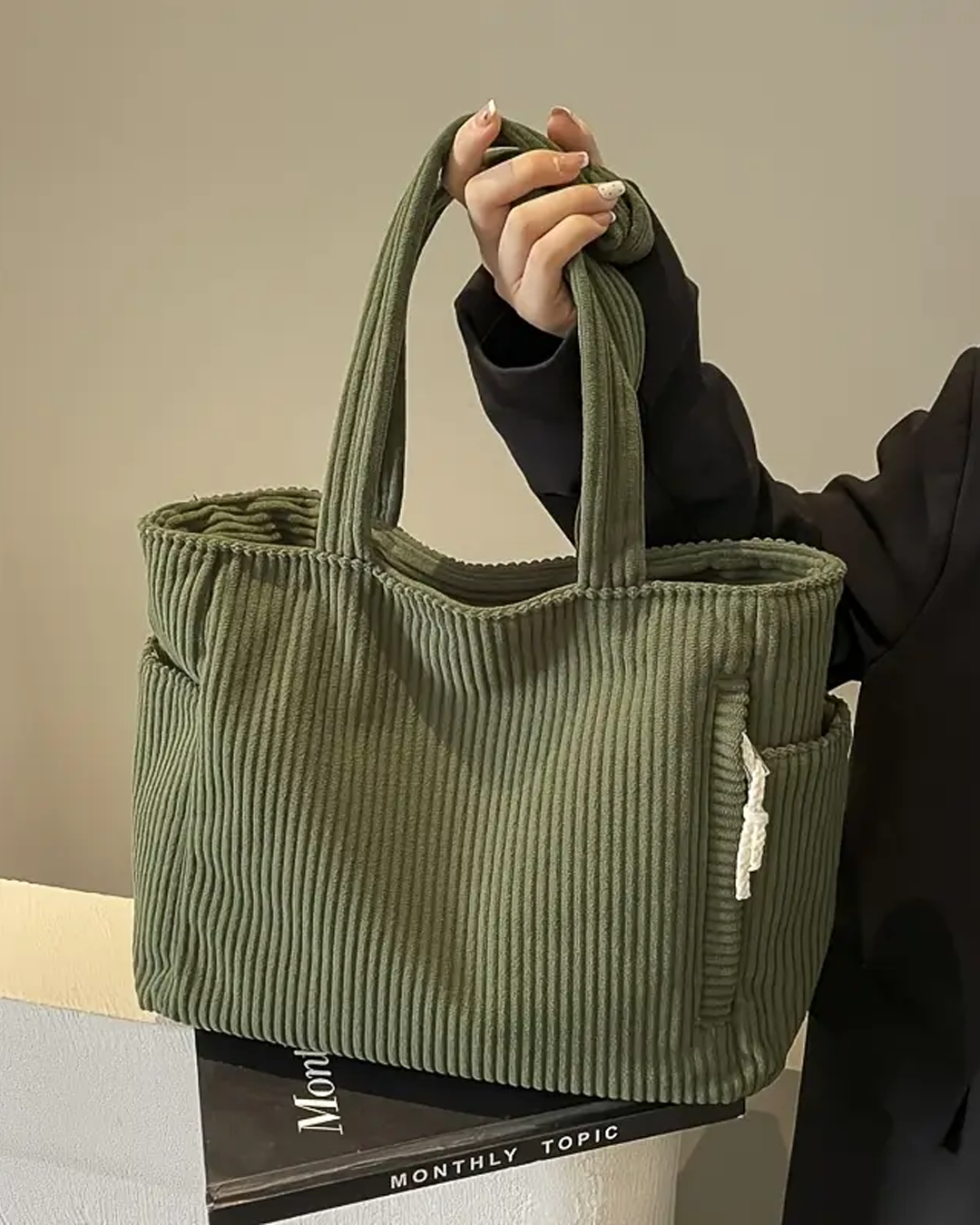 Vera® | Gerippte Tragetasche mit Kordel-Detail