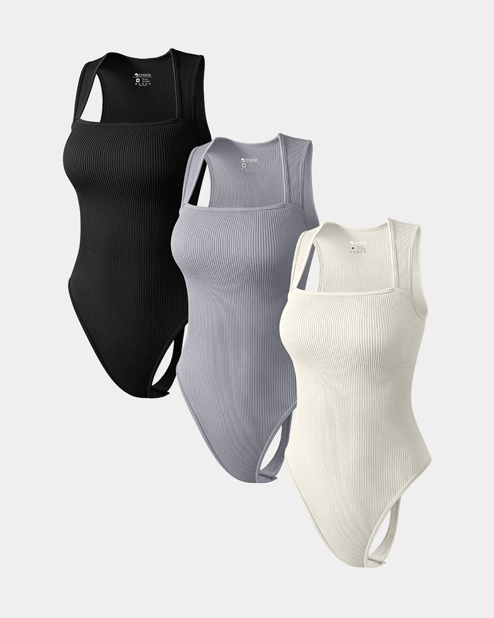 Bademode Damen Badeanzug Set mit breiten Trägern im Rippenlook
