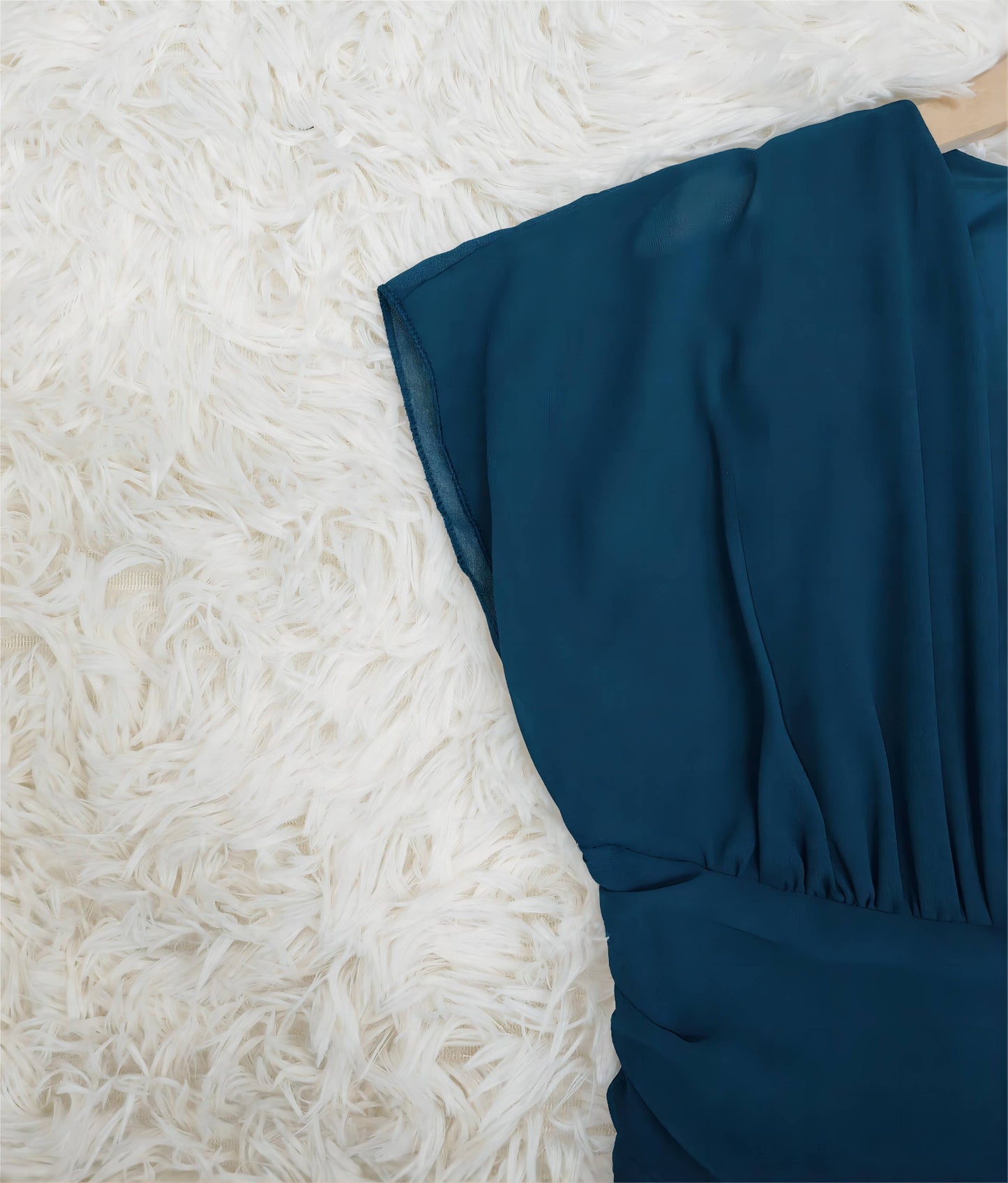 Blaues Midikleid: Kurze Ärmel & Schnürung – Perfekt für Frühling