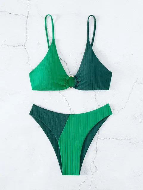 Bademode Bikini Damen gerippt zweiteilig in vielen Farben