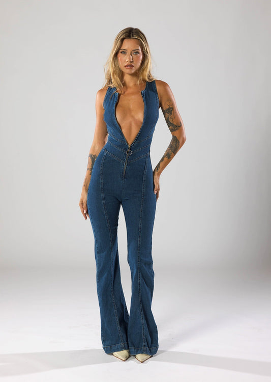 Jumpsuit aus hochwertigem Denim für moderne und stilvolle Frauen