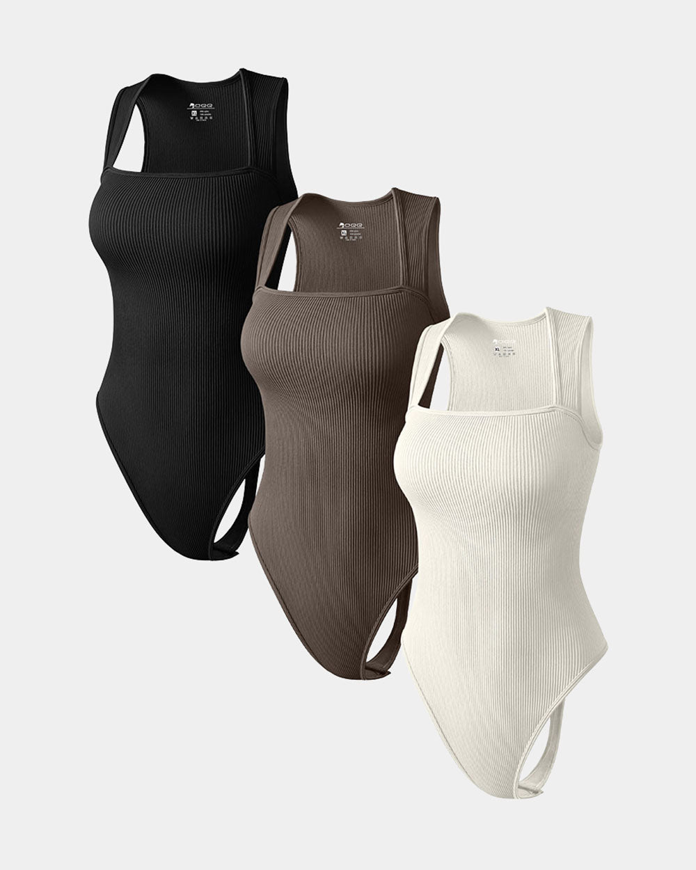 Bademode Damen Badeanzug Set mit breiten Trägern im Rippenlook