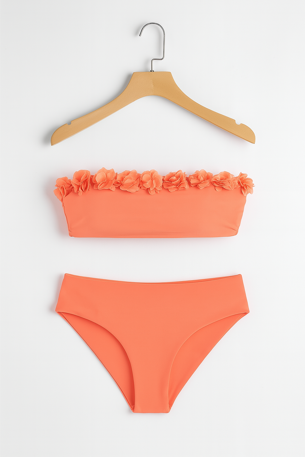 Bademode Bikini Damen mit Rüschen Bandeau Top und High Waist