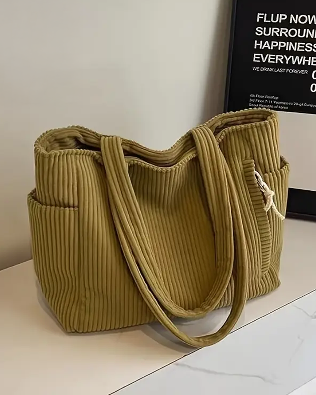 Vera® | Gerippte Tragetasche mit Kordel-Detail