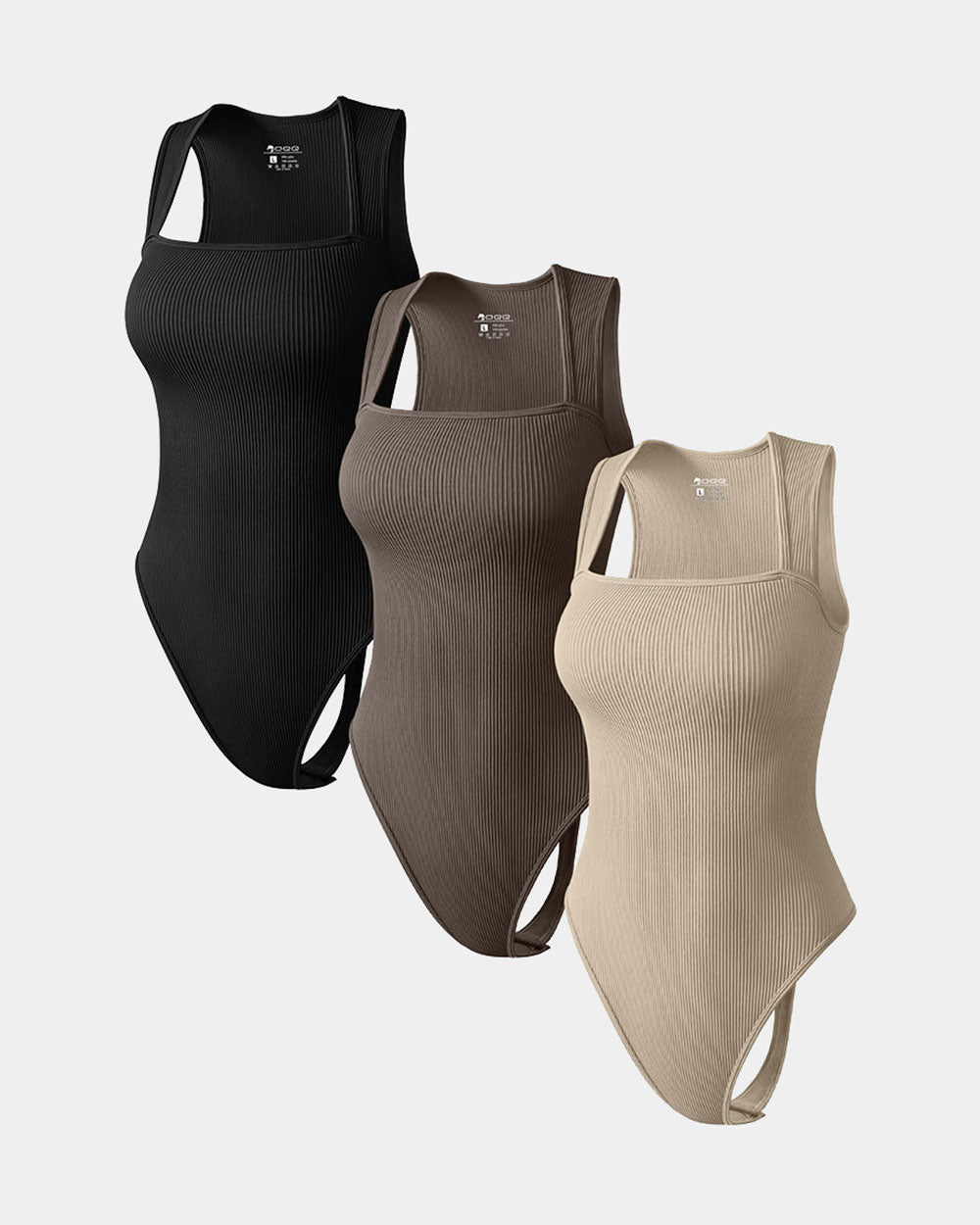 Bademode Damen Badeanzug Set mit breiten Trägern im Rippenlook
