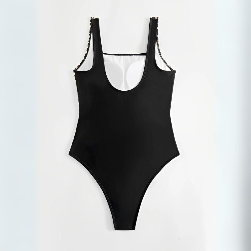 Bademode Einteiler Damen mit Leopardenprint und Raffung