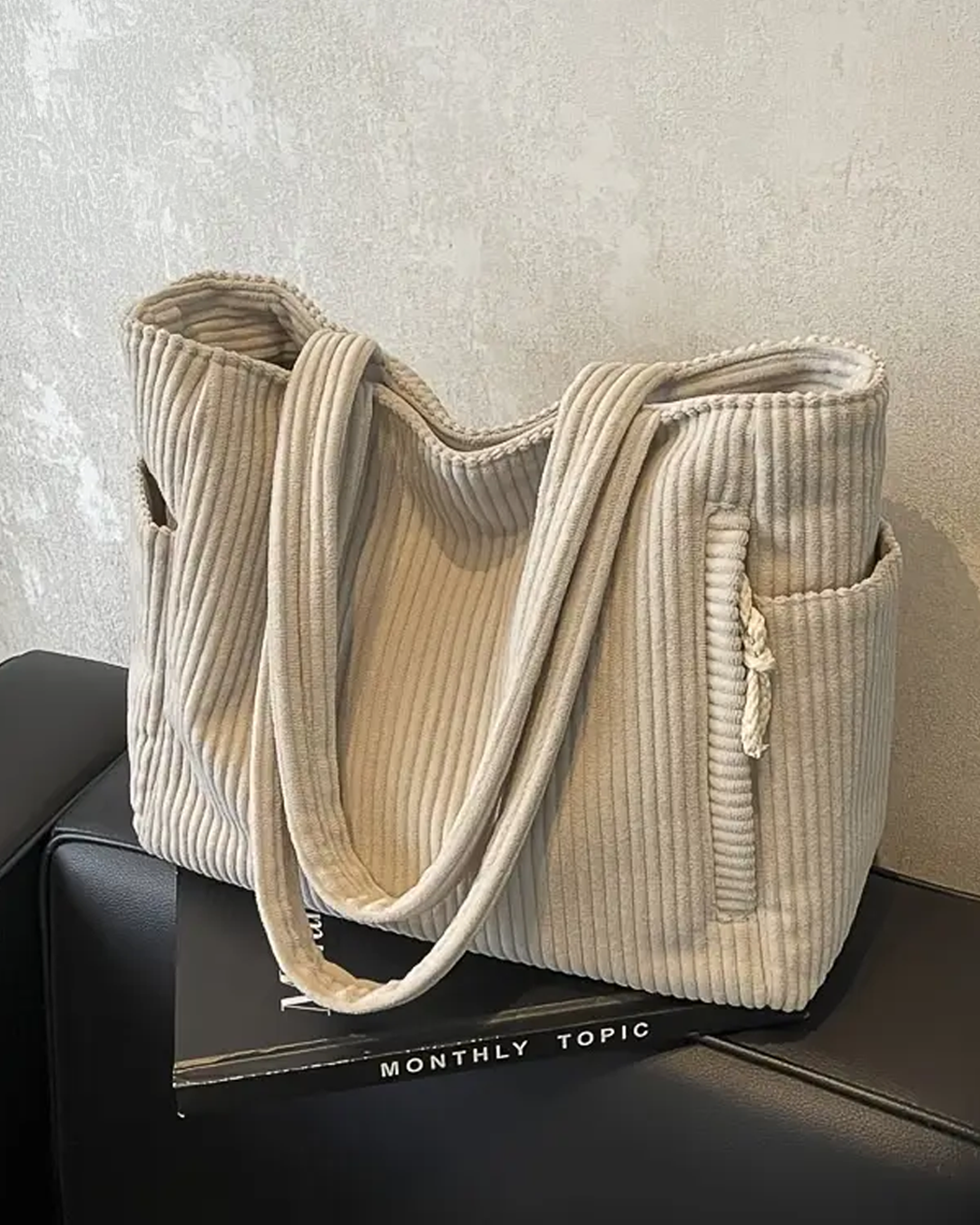 Vera® | Gerippte Tragetasche mit Kordel-Detail