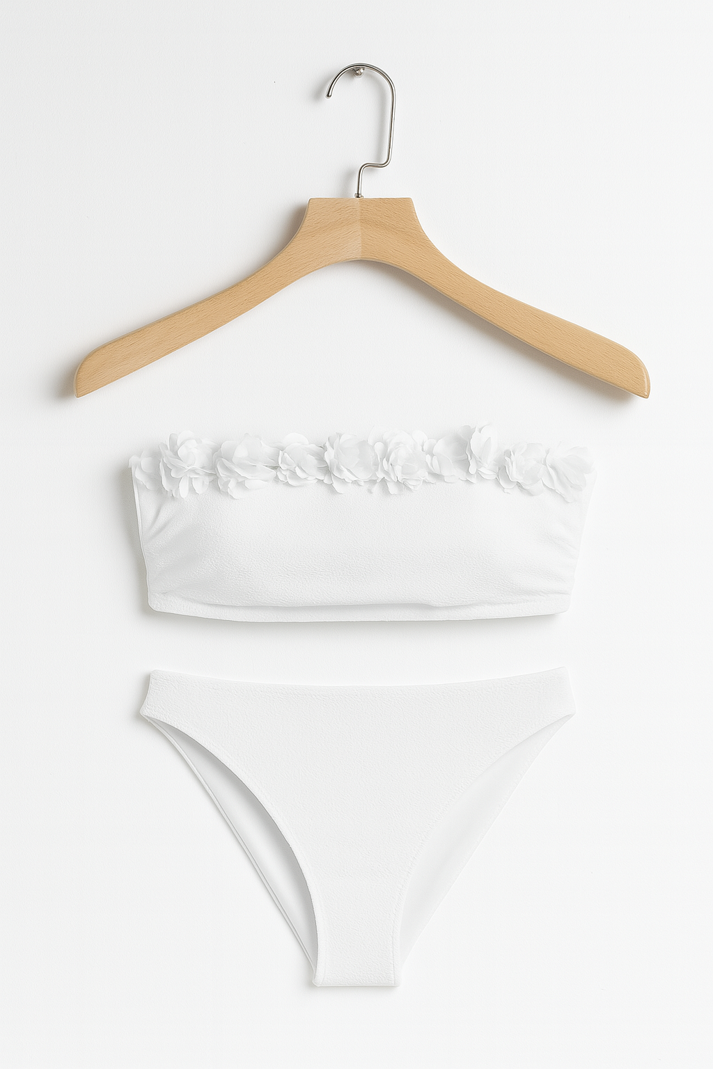 Bademode Bikini Damen mit Rüschen Bandeau Top und High Waist