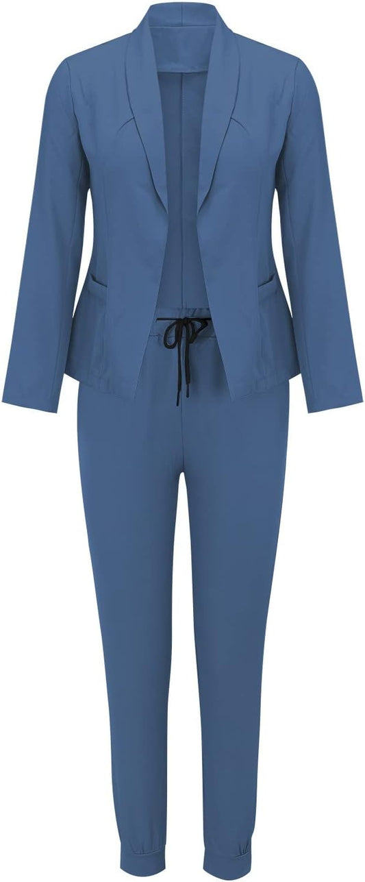 Sets Damen Outfit mit Blazer Hose und Bindegürtel modern