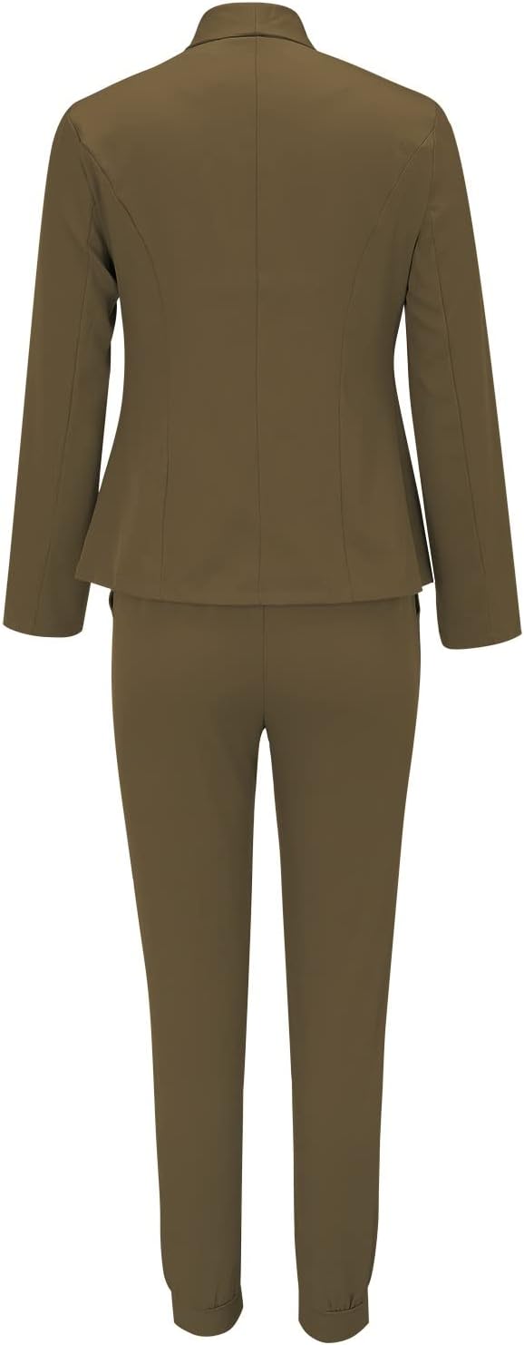 Sets Damen Outfit mit Blazer Hose und Bindegürtel modern