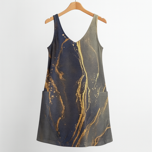 Bademode Strandkleid Damen mit Trägern und Marmormuster