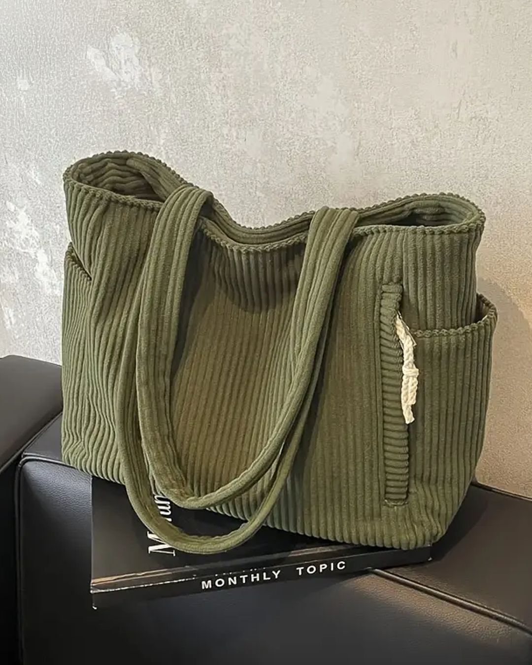 Vera® | Gerippte Tragetasche mit Kordel-Detail