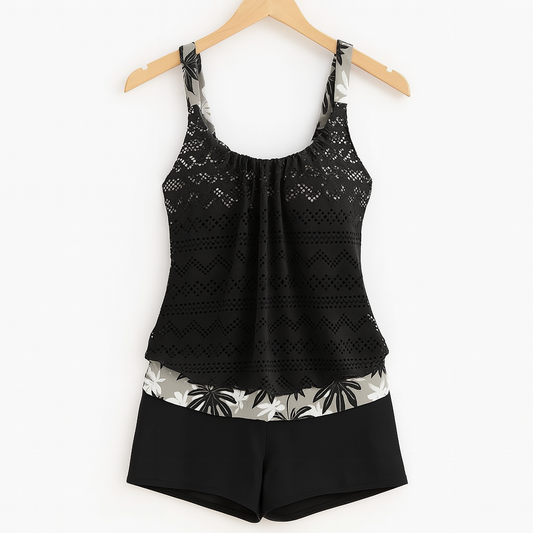 Bademode Damen Tankini Set mit Printtop und kurzer Hose