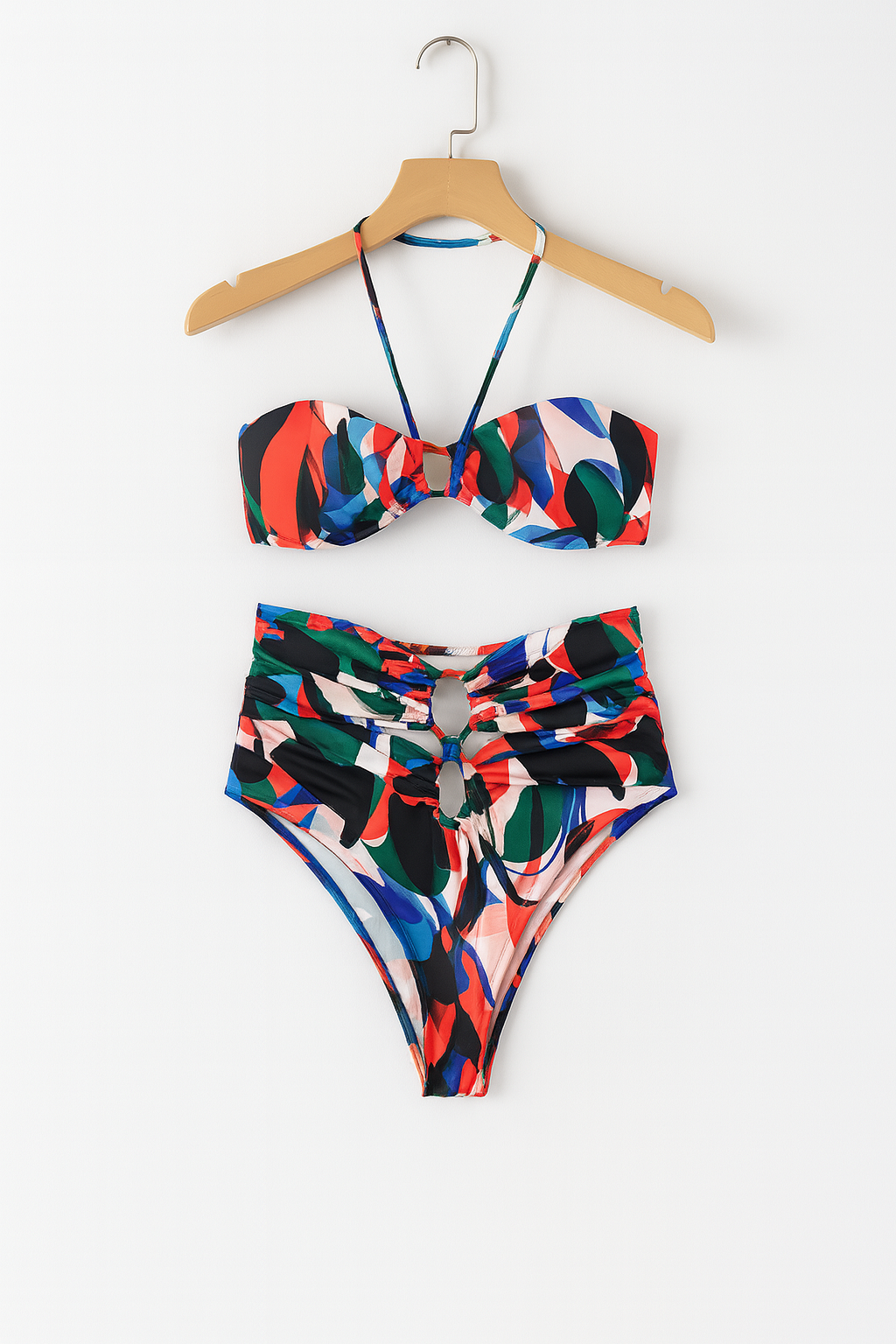 Bademode Damen Bikini Set mit Maxirock im Farbspiel-Design