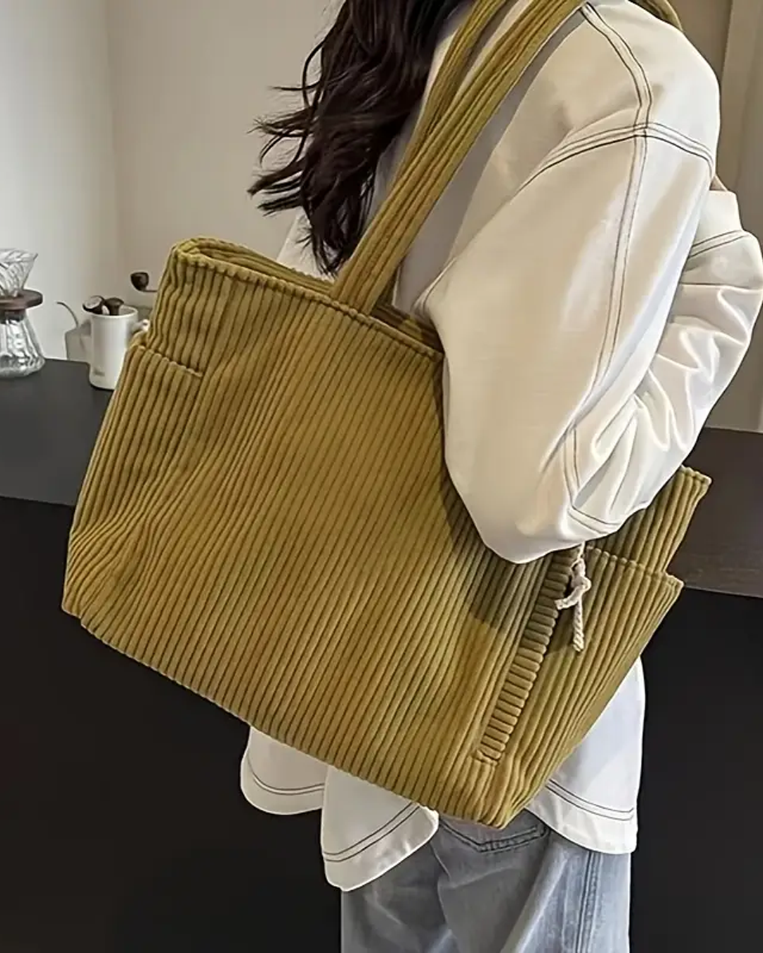 Vera® | Gerippte Tragetasche mit Kordel-Detail