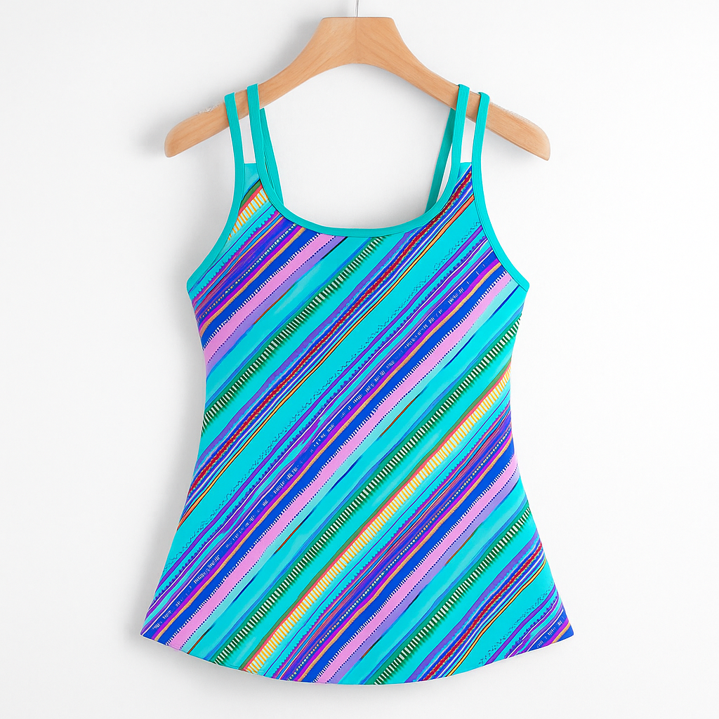 Bademode Damen Tankini Set mit Farbverlauf und Shorts