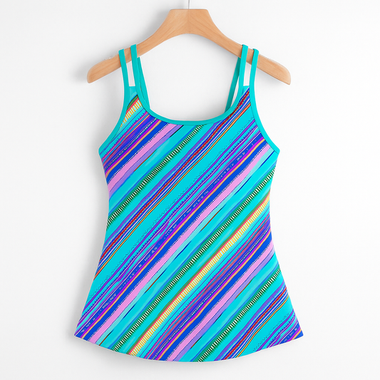 Bademode Damen Tankini Set mit Farbverlauf und Shorts