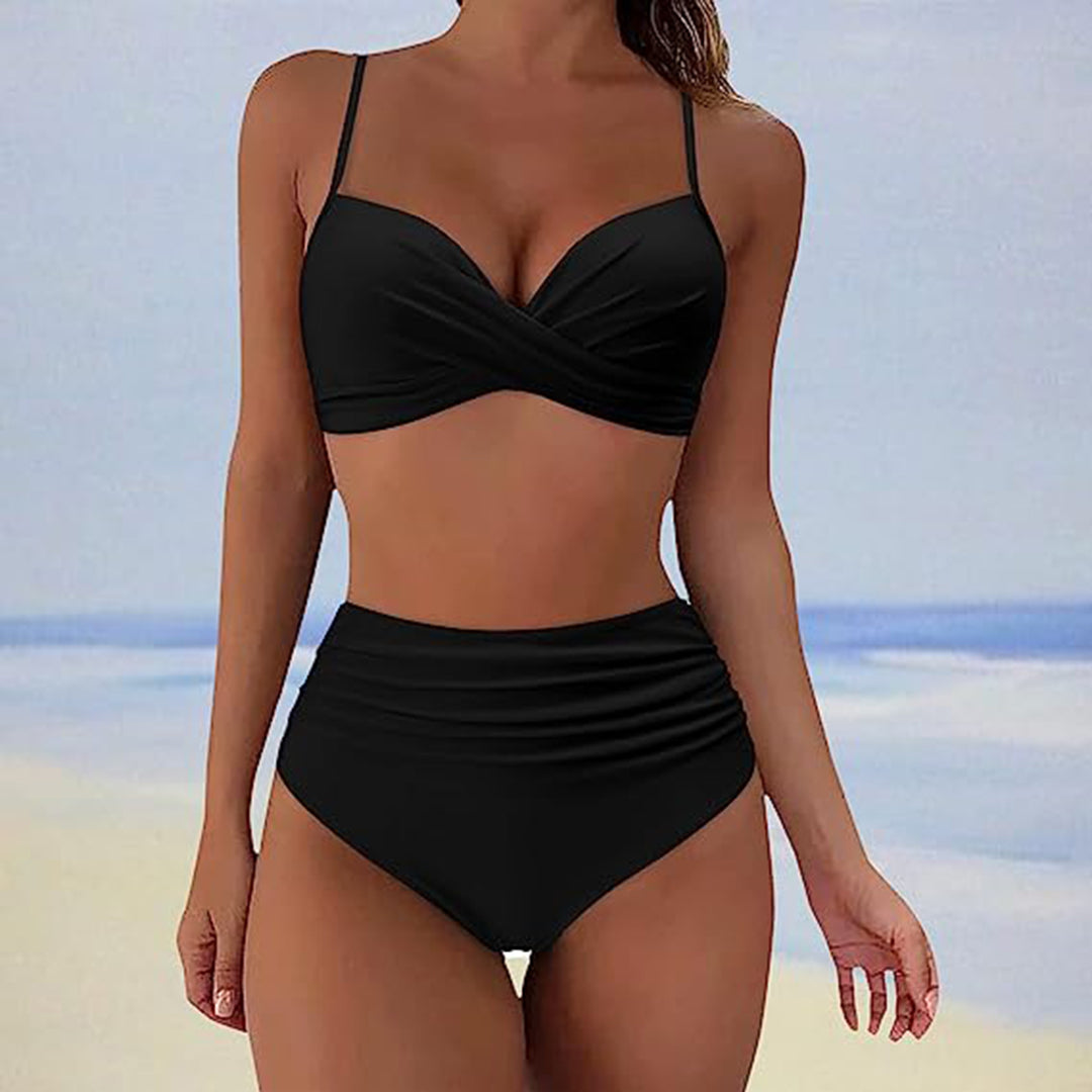 Bademode High-Waist Bikini mit Wickeloptik und Soft Cups