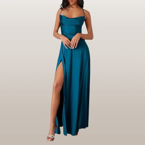 Maxi Seidenkleid ärmellos - Eleganz für Herbst/Winter