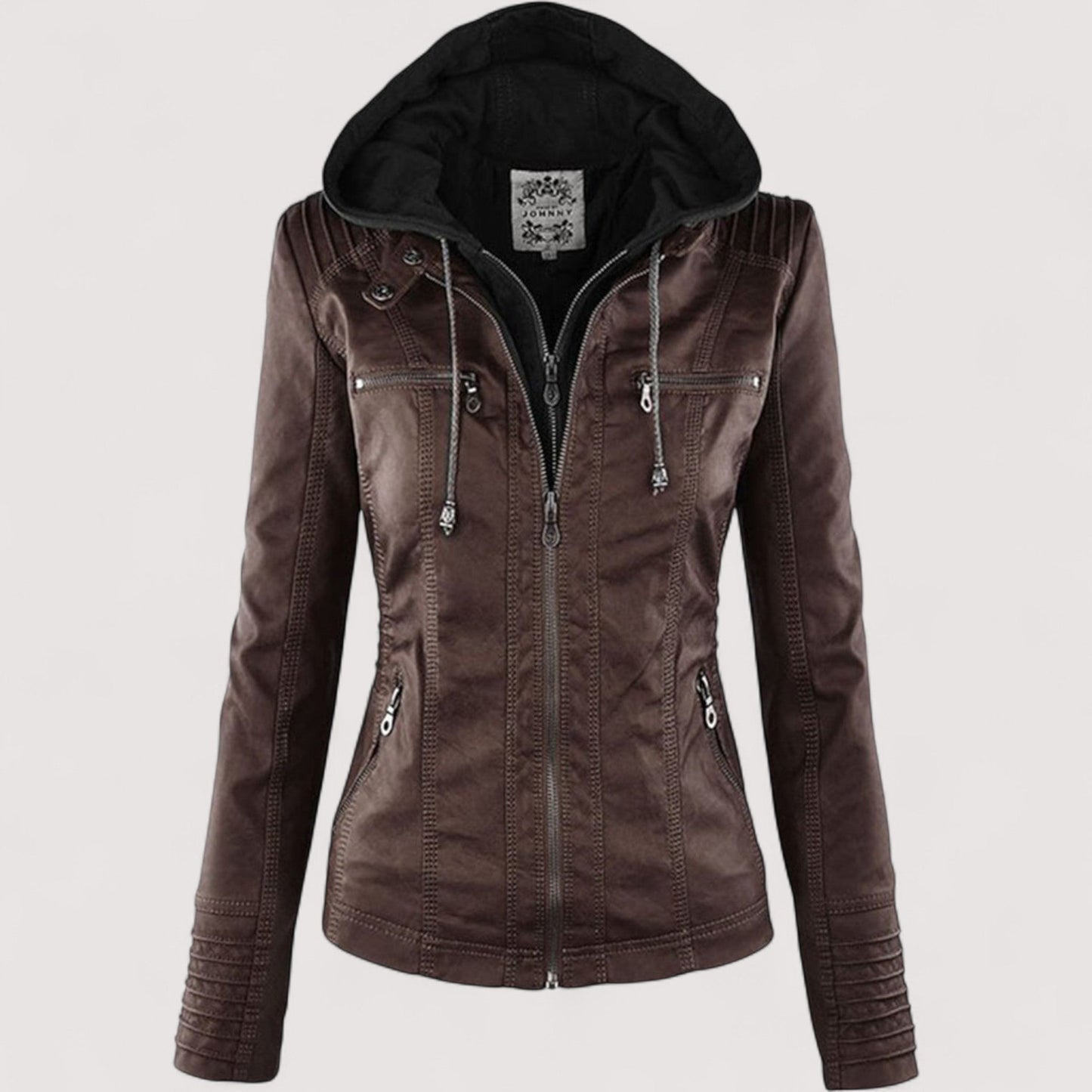 Vera | Laurina - Taillierte Bikerjacke mit Kapuze
