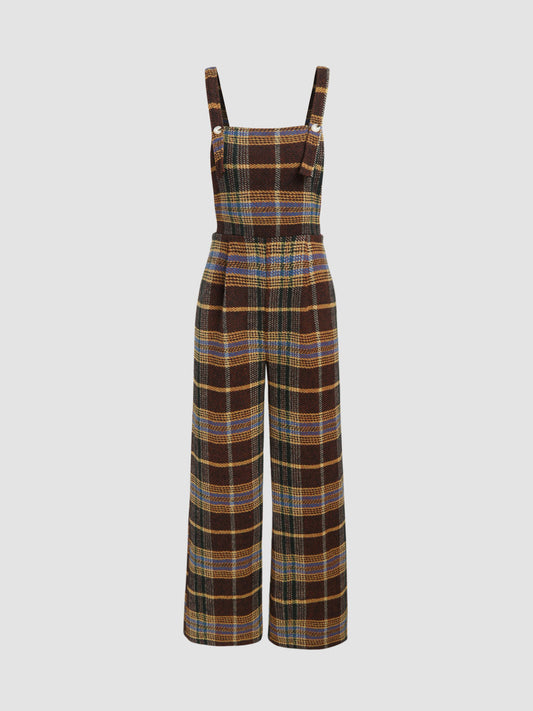 Overall mit Tweed-Karomuster und weitem Schnitt für elegante Frauen