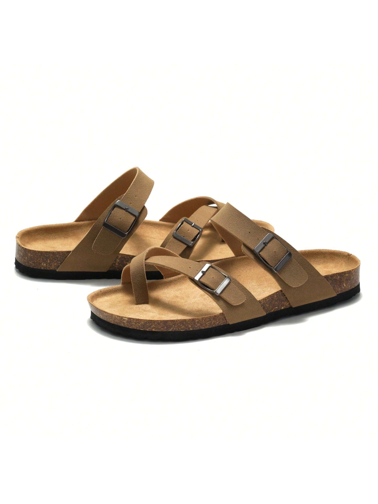 Damen-Zehentrenner aus weichem Kork, modische flache Hausschuhe für Paare, Strand und Sommer