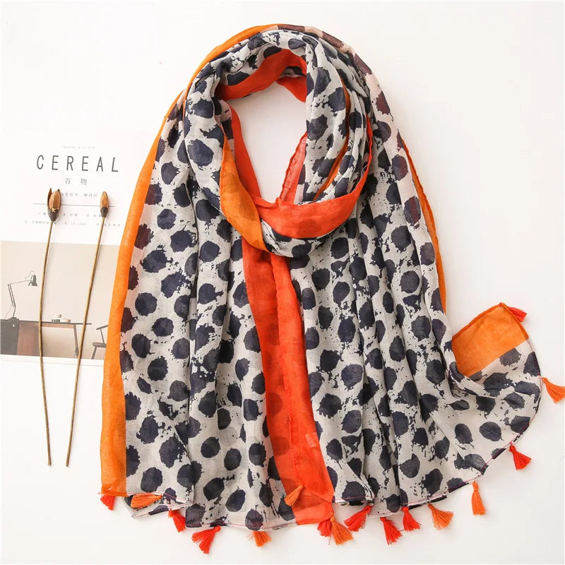 Frauen Schal mit Polka-Dots & Blumenmuster für kalte Tage