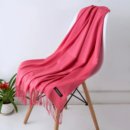 Schal für Frauen im Winter mit langen Fransen, aus Kaschmir, vielseitig als Pashmina und Hijab