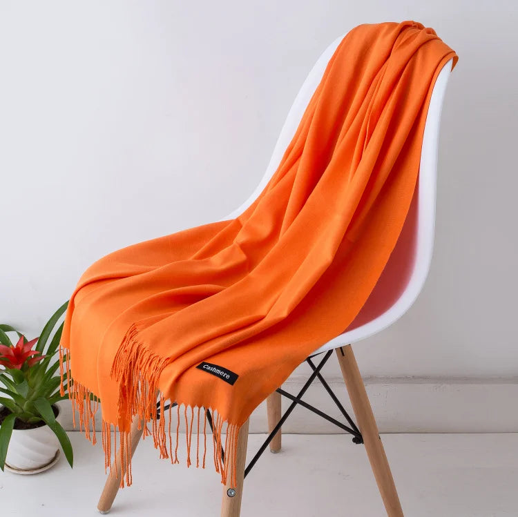 Schal für Frauen im Winter mit langen Fransen, aus Kaschmir, vielseitig als Pashmina und Hijab