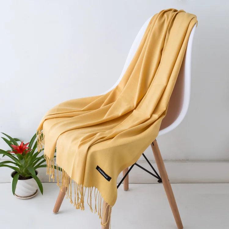 Schal für Frauen im Winter mit langen Fransen, aus Kaschmir, vielseitig als Pashmina und Hijab