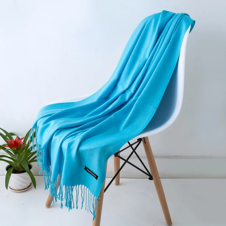 Schal für Frauen im Winter mit langen Fransen, aus Kaschmir, vielseitig als Pashmina und Hijab
