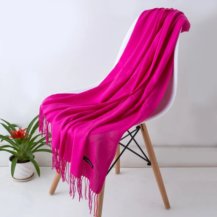 Schal für Frauen im Winter mit langen Fransen, aus Kaschmir, vielseitig als Pashmina und Hijab