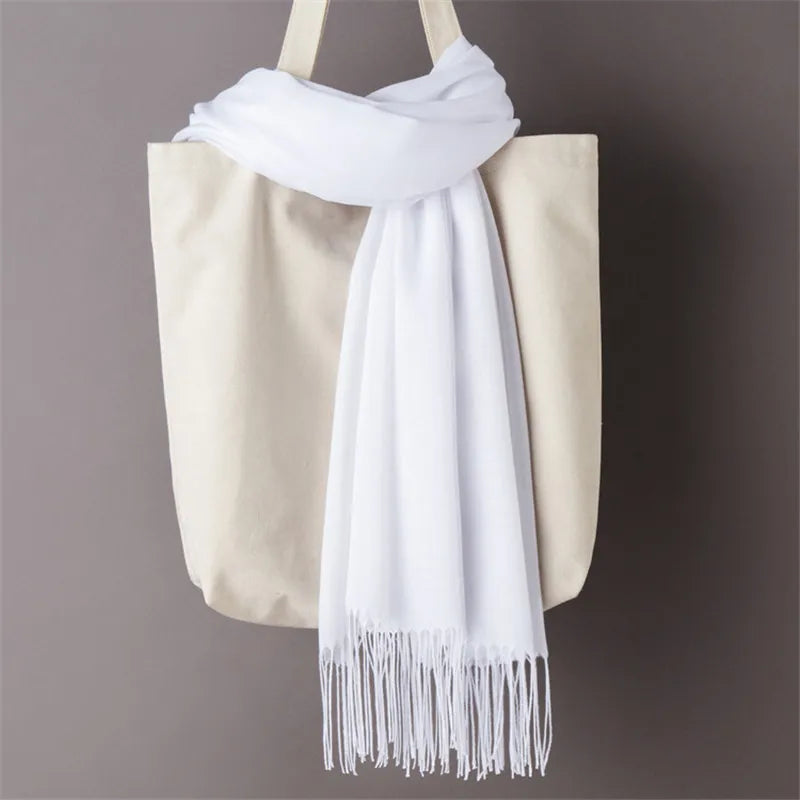 Schal für Frauen im Winter mit langen Fransen, aus Kaschmir, vielseitig als Pashmina und Hijab