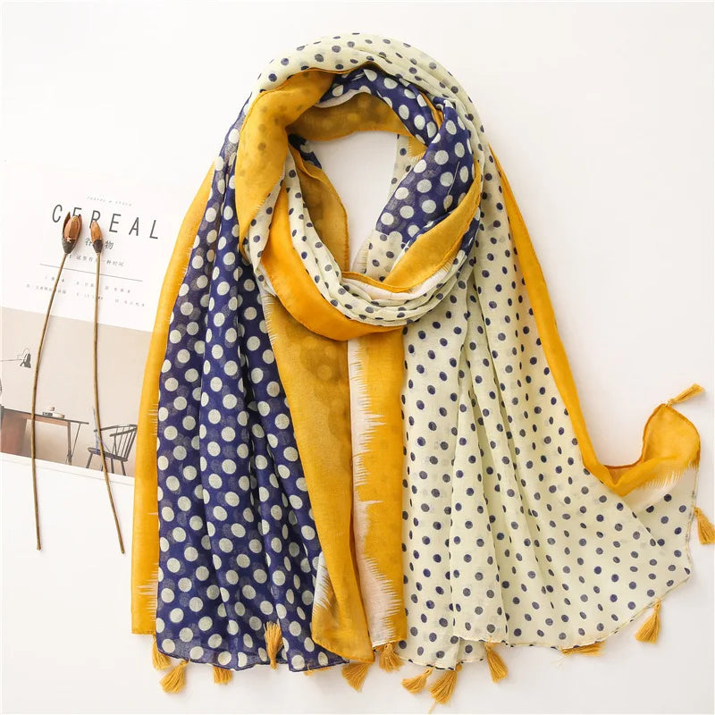 Frauen Schal mit Polka-Dots & Blumenmuster für kalte Tage