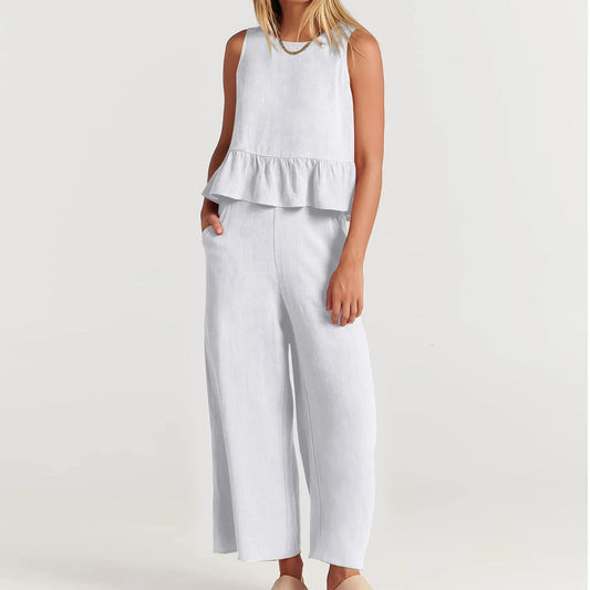 Set aus zweiteiligem Sommeroutfit für Damen. Ideal für warme Tage