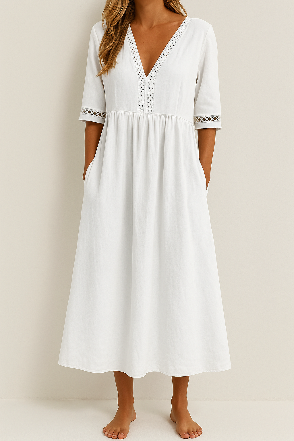 Kleid aus Baumwolle und Leinen für Damen – Sommerlich, luftig, bequem