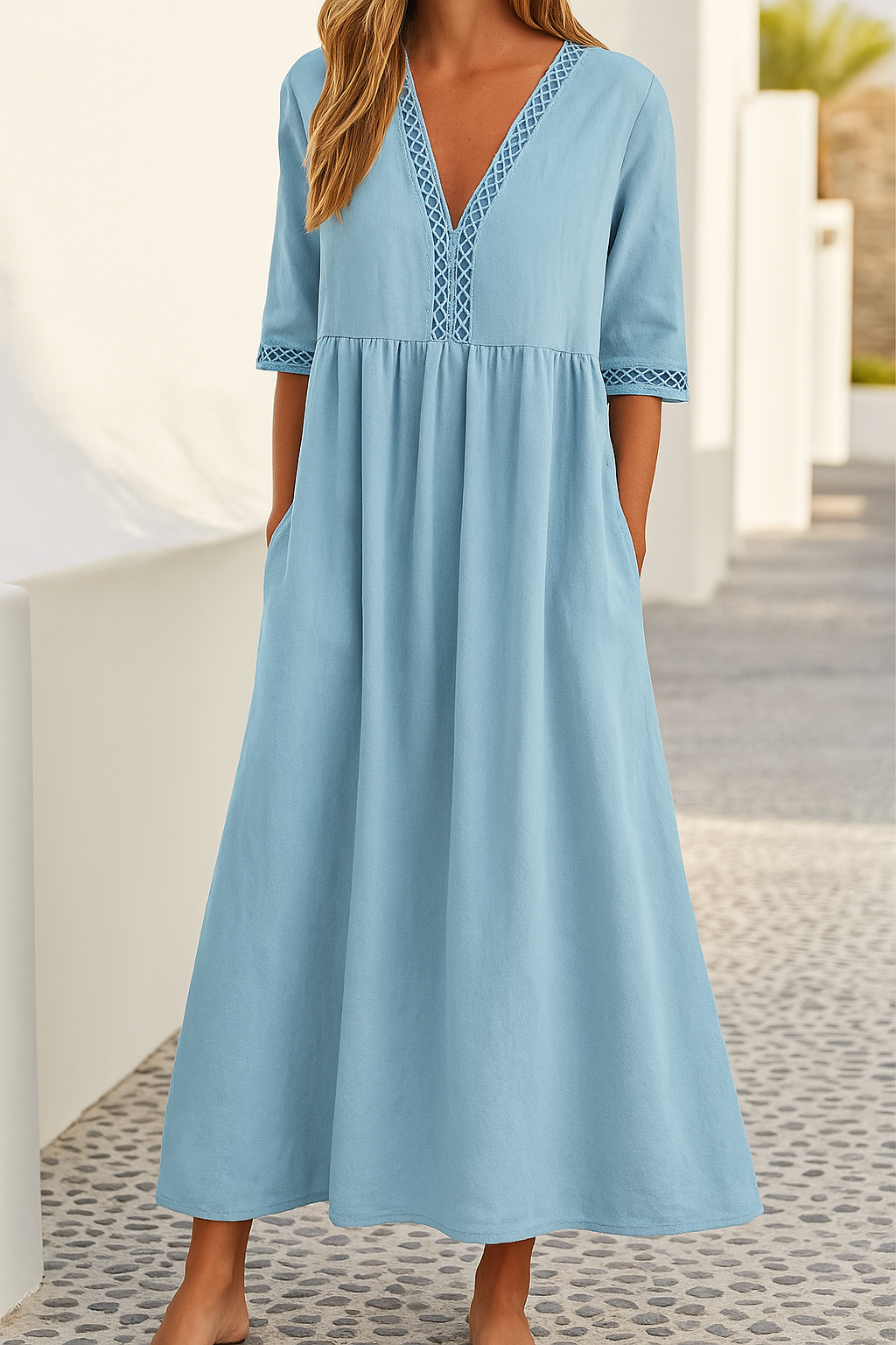 Kleid aus Baumwolle und Leinen für Damen – Sommerlich, luftig, bequem