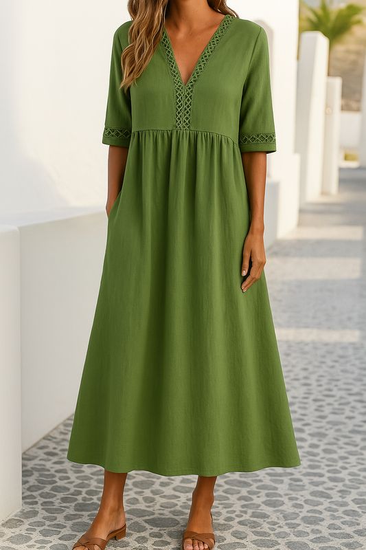 Kleid aus Baumwolle und Leinen für Damen – Sommerlich, luftig, bequem