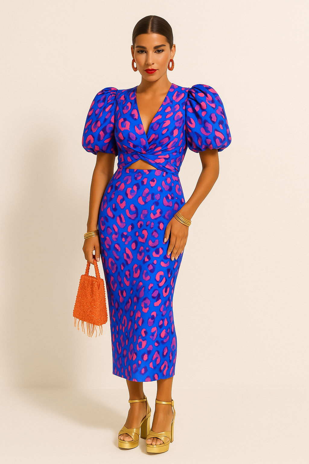 Kleid mit Puffärmeln und Maxilänge für stilvolle Frauen