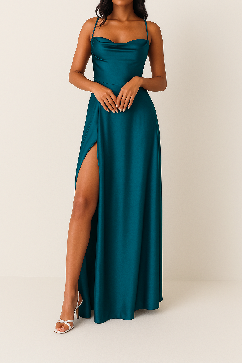 Maxikleid elegant für Damen mit fließendem Seiden-Polyesterstoff fur hochzeit