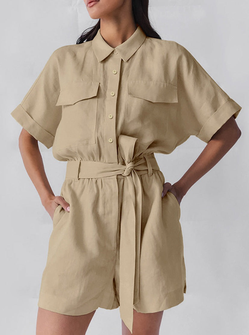 Warmer Frauen Jumpsuit mit weitem Bein und Schnürung