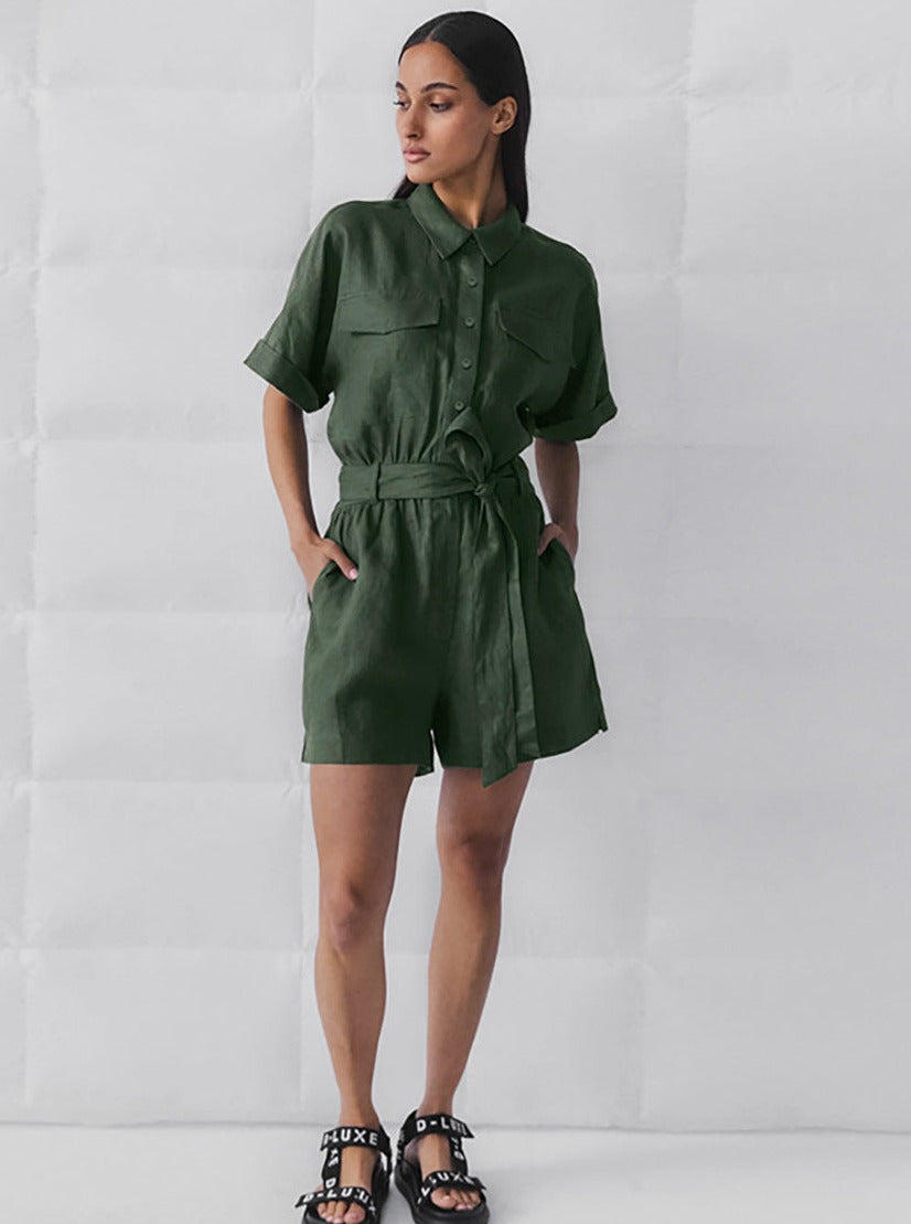 Warmer Frauen Jumpsuit mit weitem Bein und Schnürung