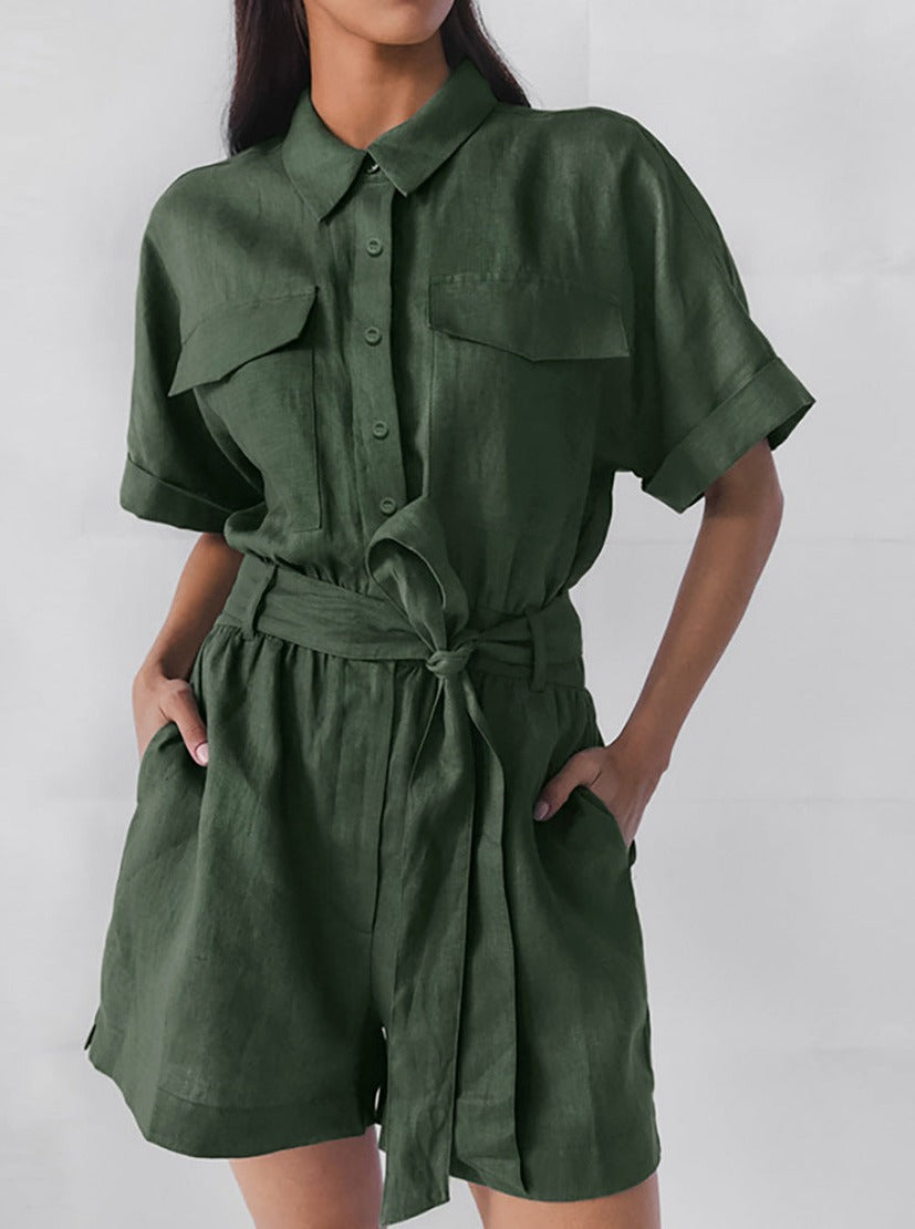 Warmer Frauen Jumpsuit mit weitem Bein und Schnürung