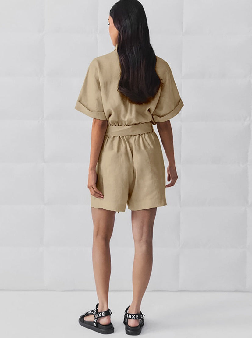 Warmer Frauen Jumpsuit mit weitem Bein und Schnürung