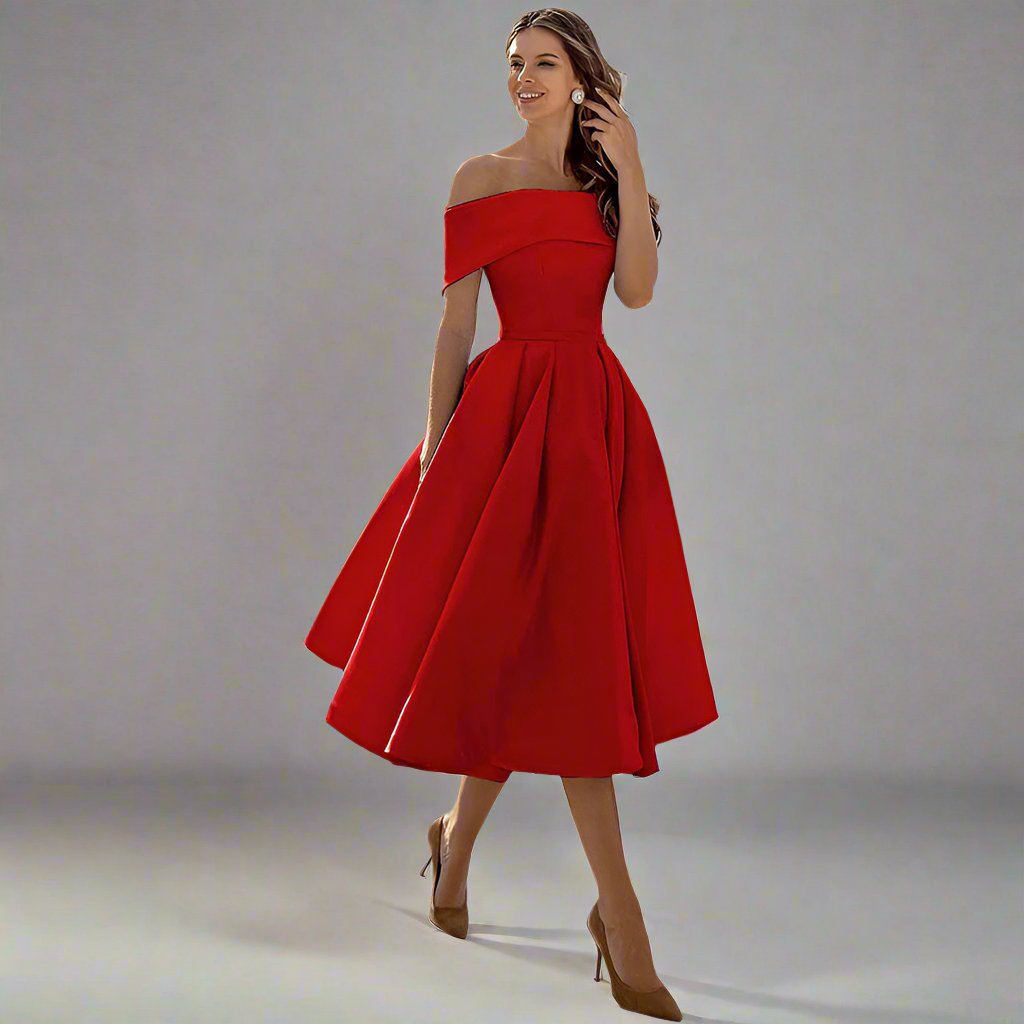 Elegantes trägerloses Satin-Partykleid für festliche Anlässe