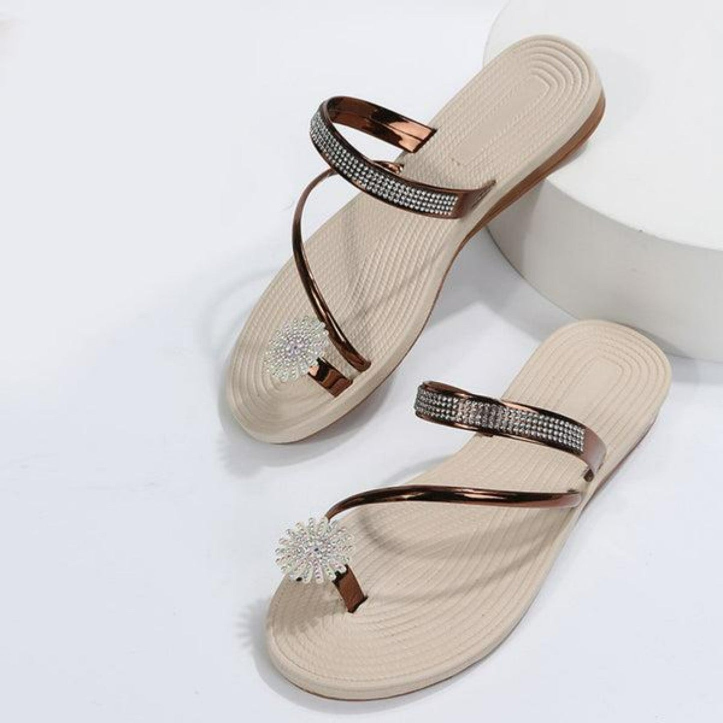 Damen Flip-Flops mit Zehenring, Sommer, Strand, flache Sandalen