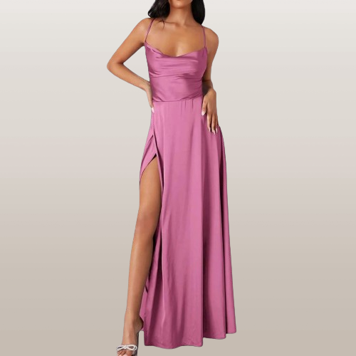 Maxi Seidenkleid ärmellos - Eleganz für Herbst/Winter