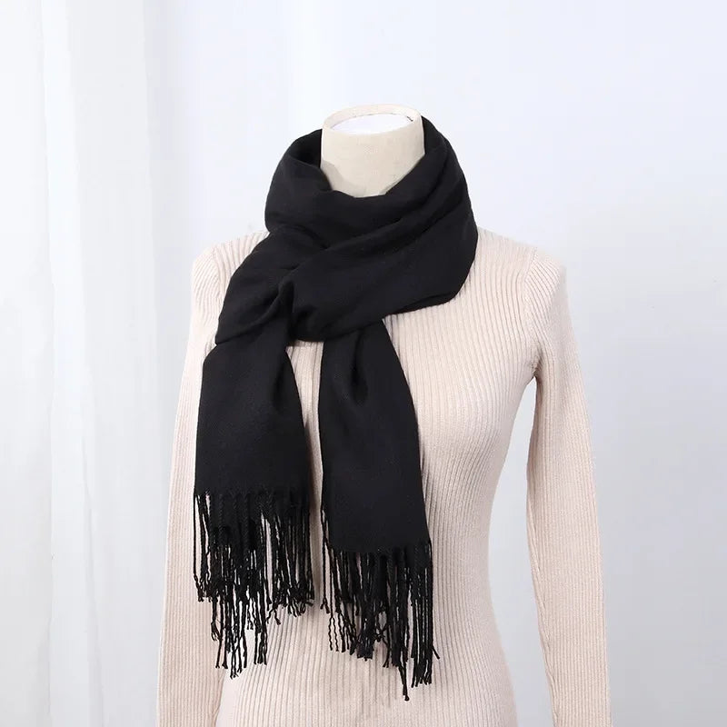 Schal für Frauen, dick, koreanischer Stil, großes rotes Logo, warm und vielseitig, ideal für Winter