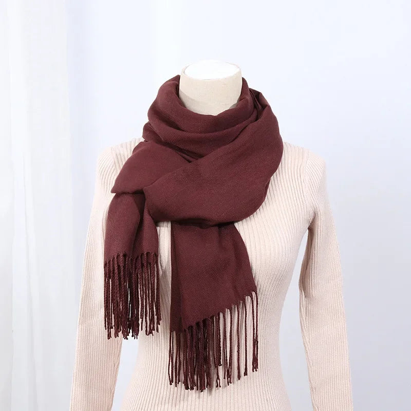 Schal für Frauen, dick, koreanischer Stil, großes rotes Logo, warm und vielseitig, ideal für Winter