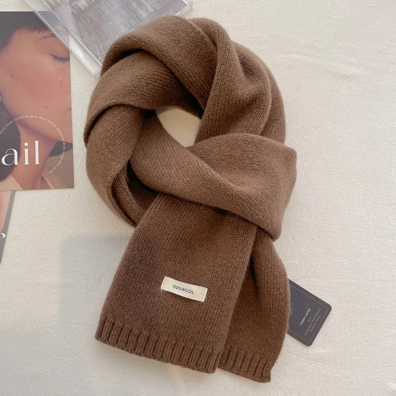 Schal für Frauen aus Wolle und Polyester, einfarbig, warm und vielseitig für Herbst und Winter